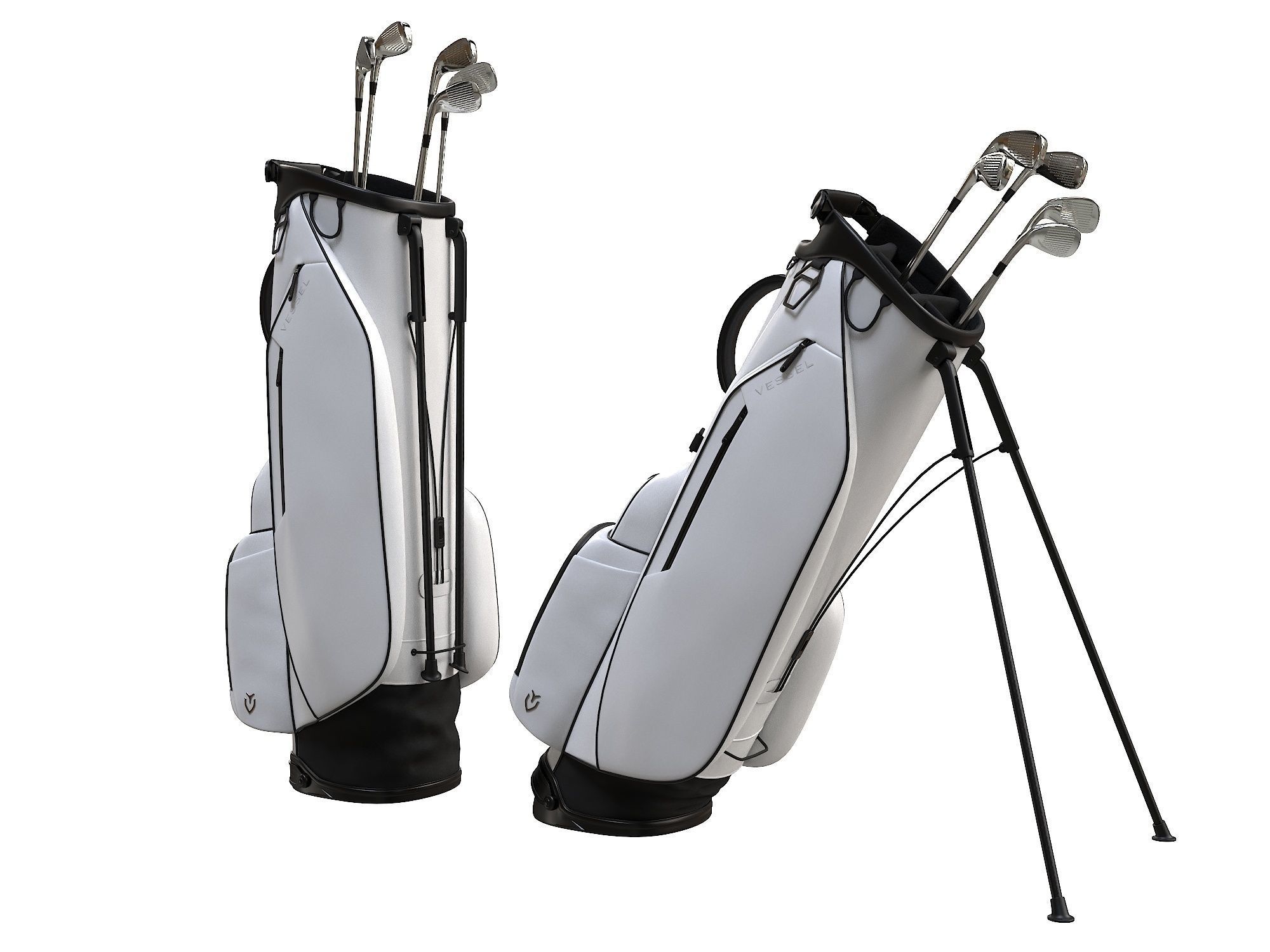 Golf Bag Vessel Player IV Pro White Low-poly 3D model_3
