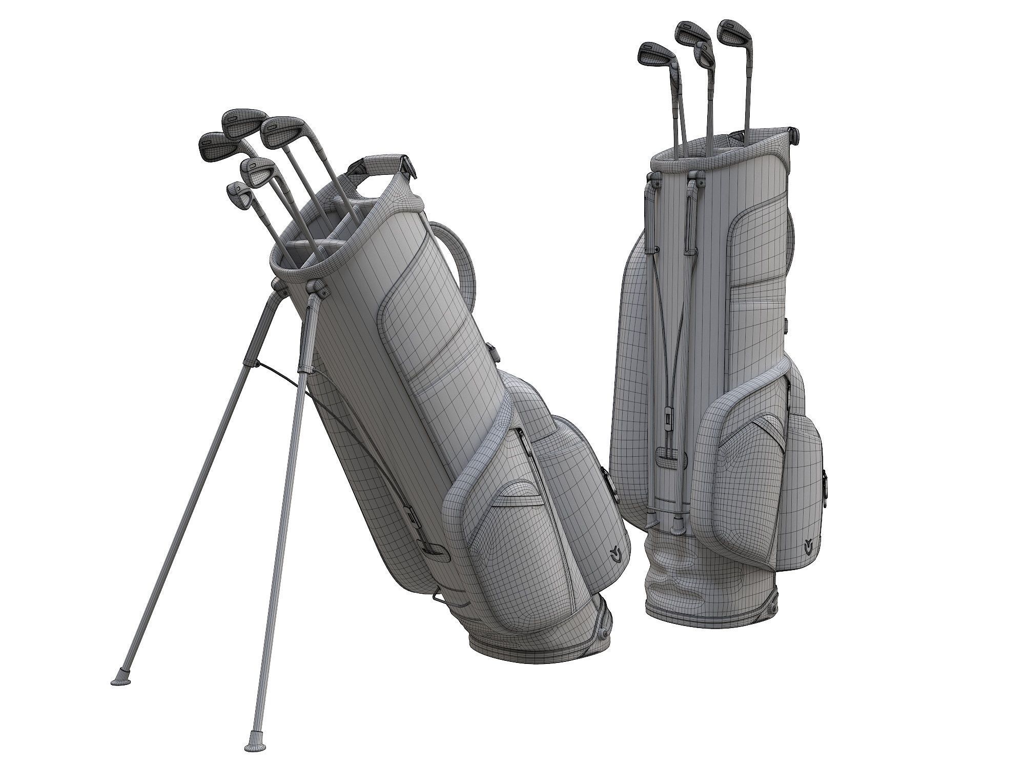 Golf Bag Vessel Player IV Pro White Low-poly 3D model_10