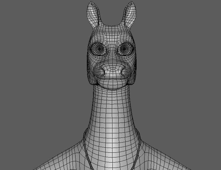 Cartoon Donkey- base mesh Low-poly 3D model_4