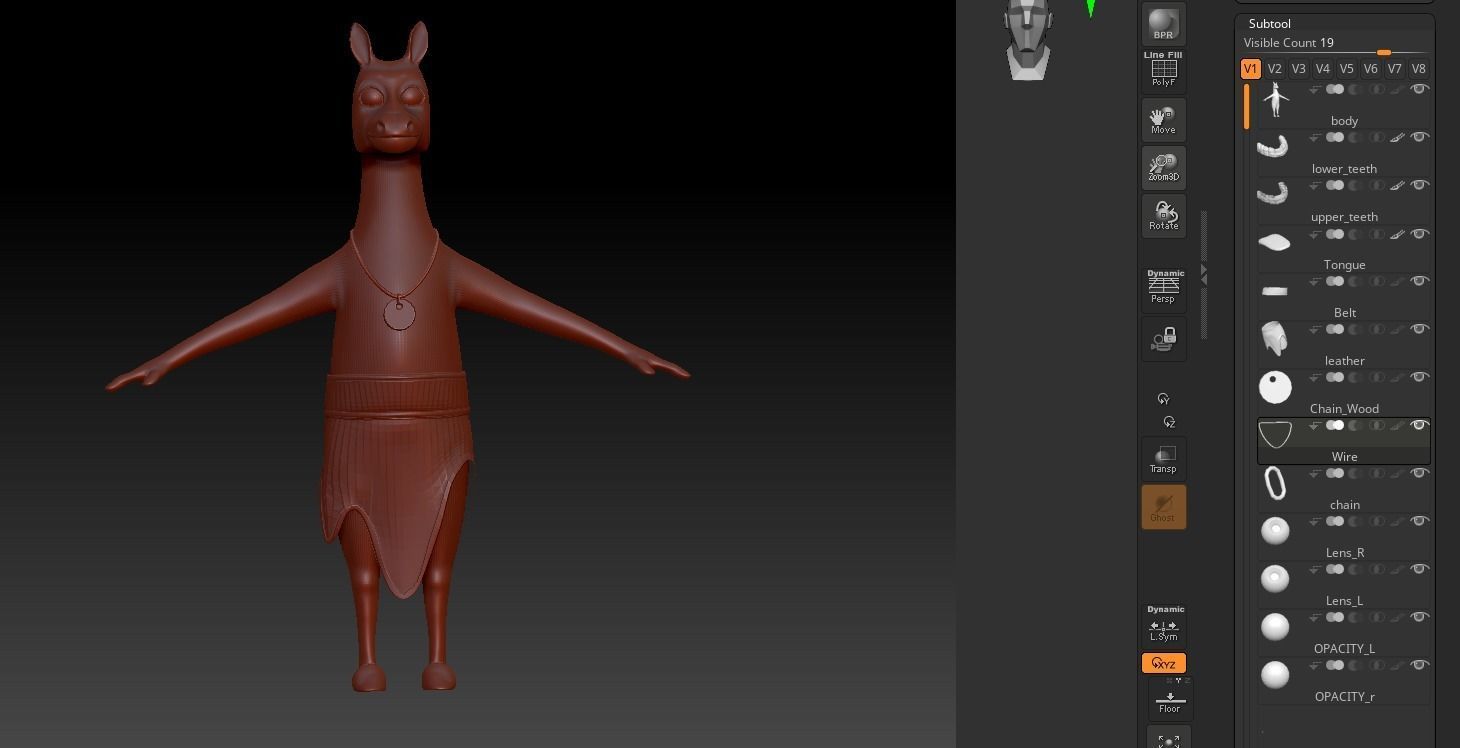 Cartoon Donkey- base mesh Low-poly 3D model_12