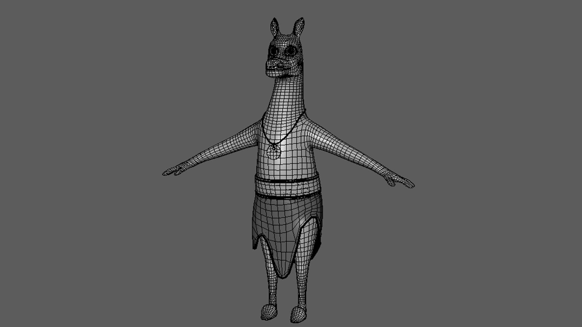 Cartoon Donkey- base mesh Low-poly 3D model_10