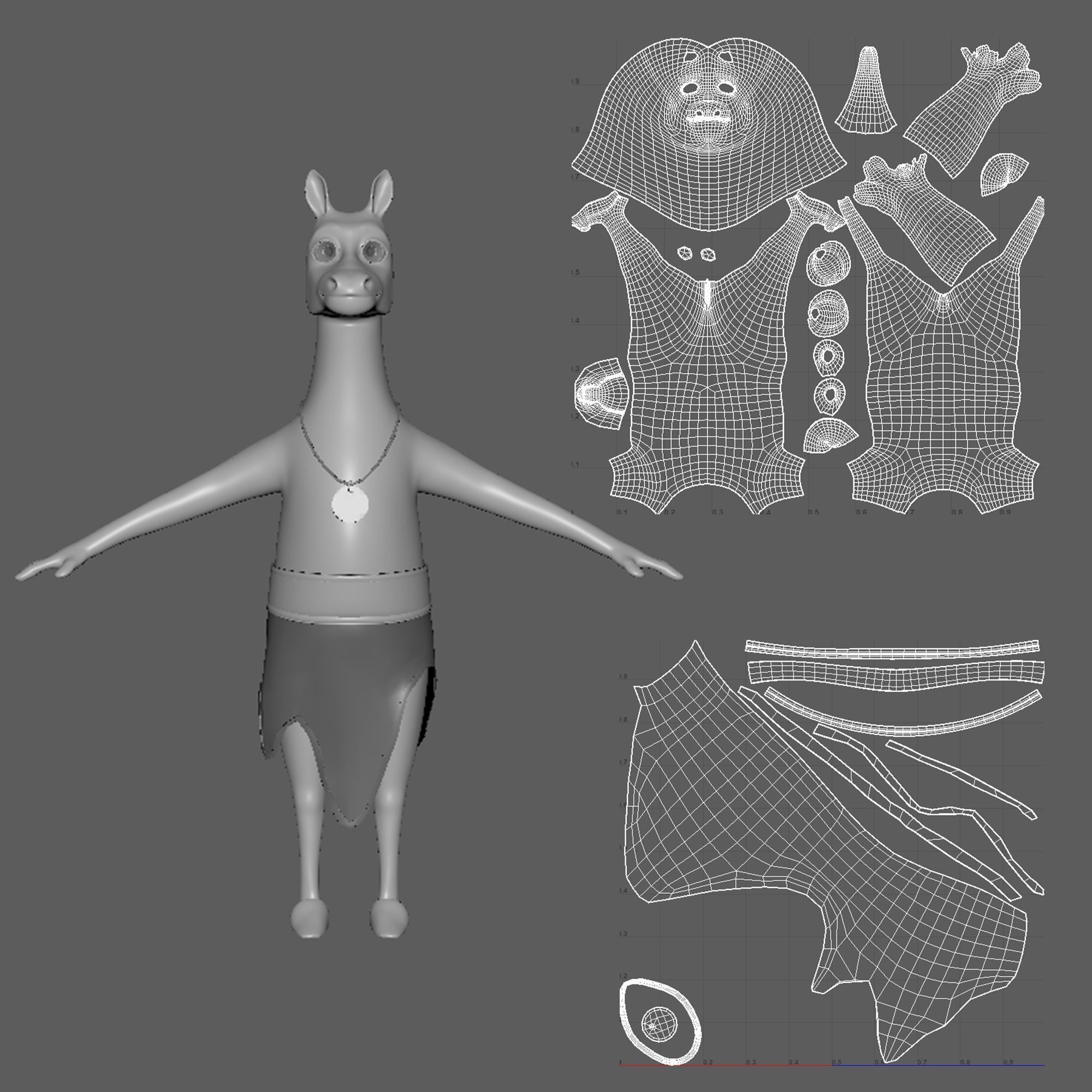 Cartoon Donkey- base mesh Low-poly 3D model_2
