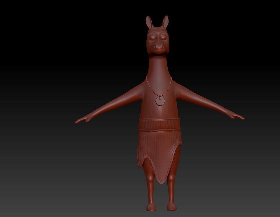 Cartoon Donkey- base mesh Low-poly 3D model_11