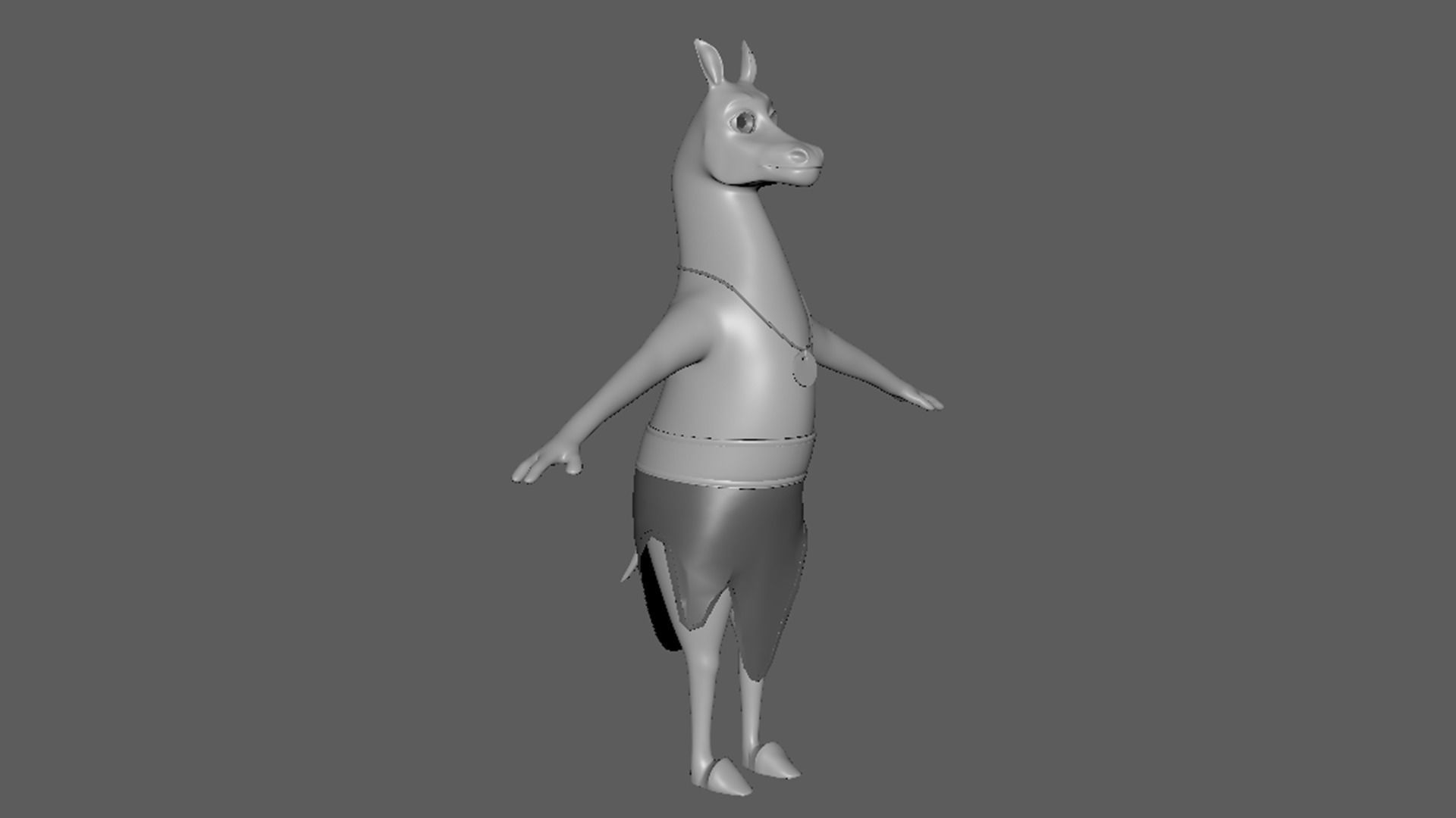 Cartoon Donkey- base mesh Low-poly 3D model_7