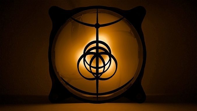 Elden Ring logo PC fan grill cover  3D print model