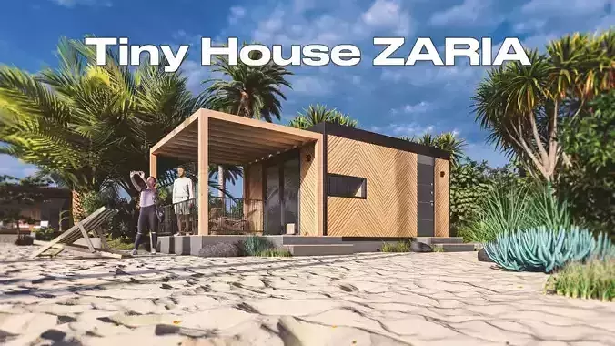 Tiny house Zaria 20m2 basic plans  3D model