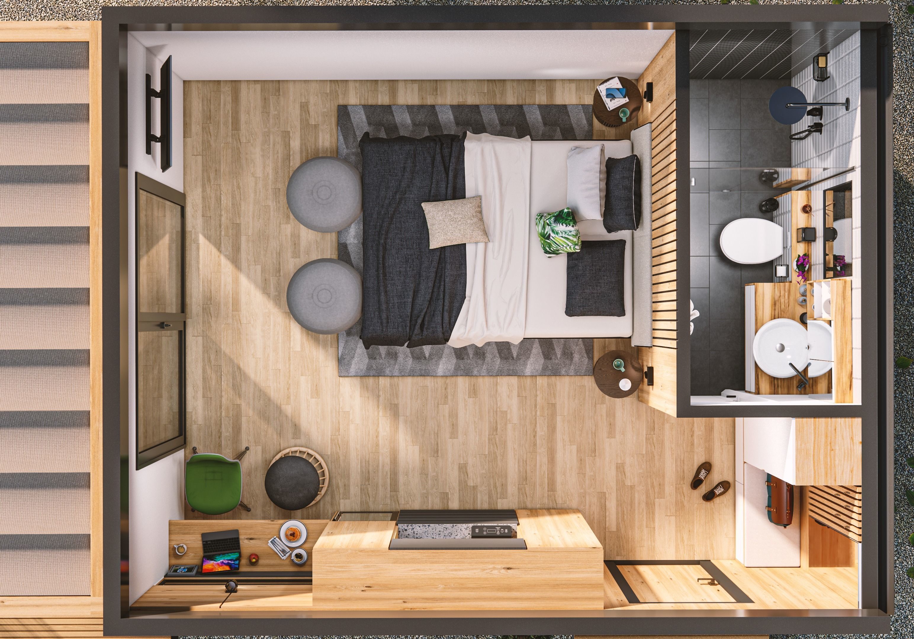 Tiny house Zaria 20m2 basic plans  3D model_4