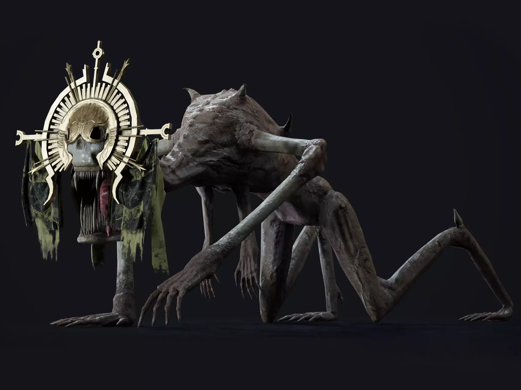 Religious Monster Low-poly 3D model_0