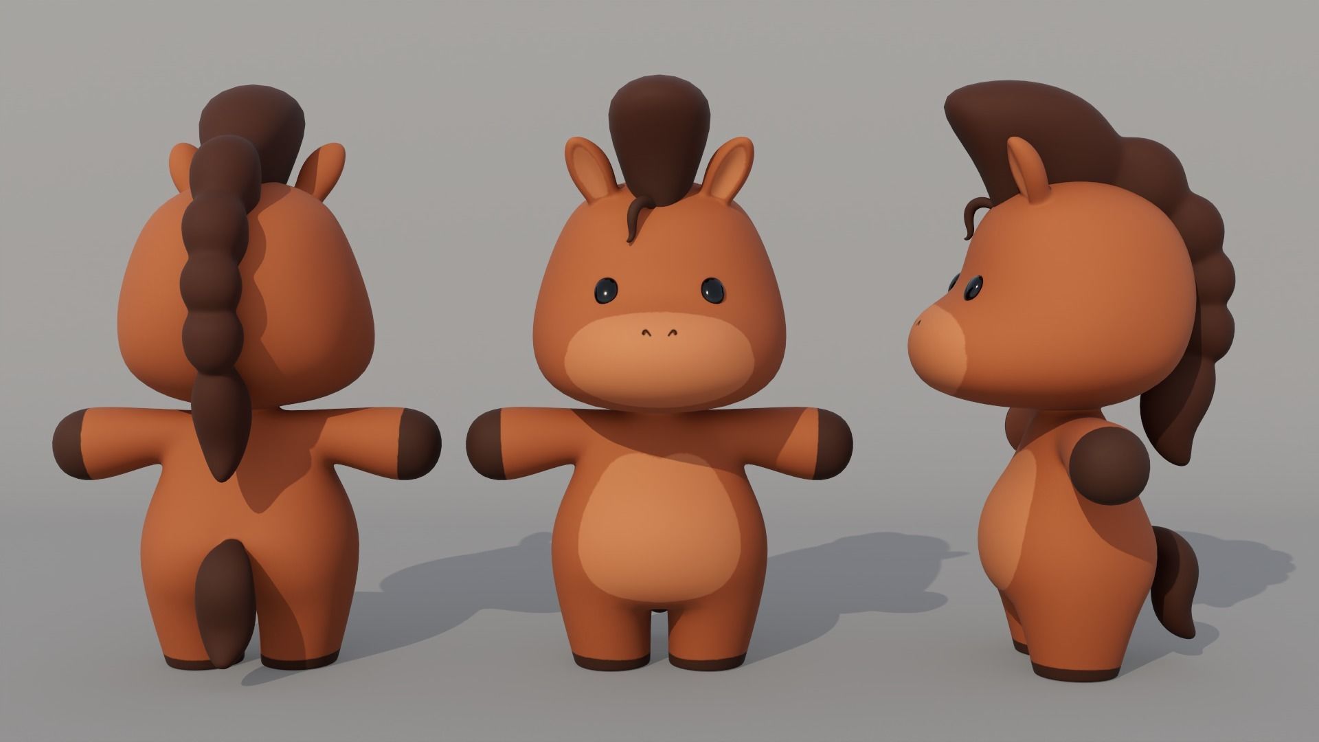 Rigged Cartoon Horse Low-poly 3D model_3