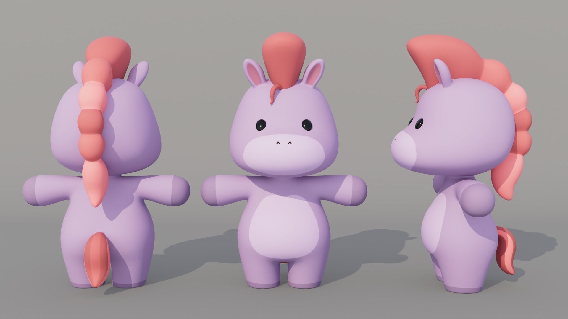 Rigged Cartoon Horse Low-poly 3D model_4