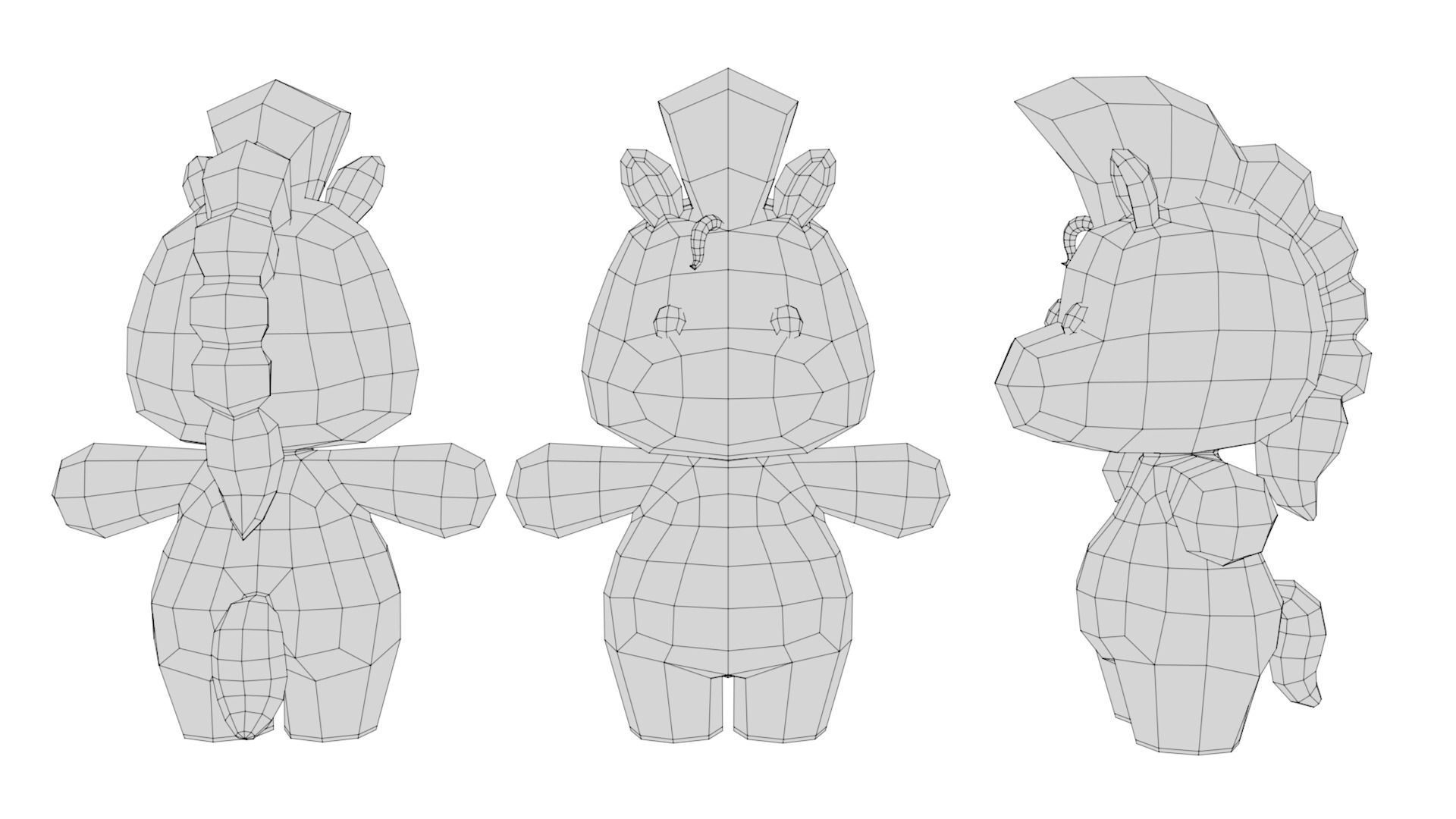 Rigged Cartoon Horse Low-poly 3D model_6