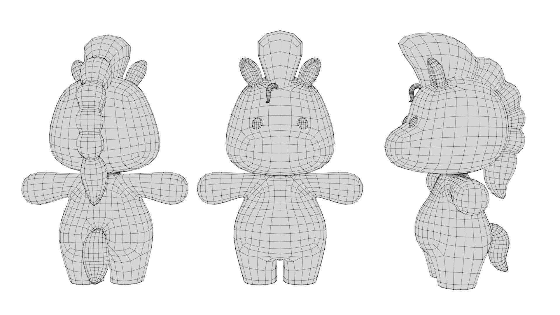 Rigged Cartoon Horse Low-poly 3D model_5