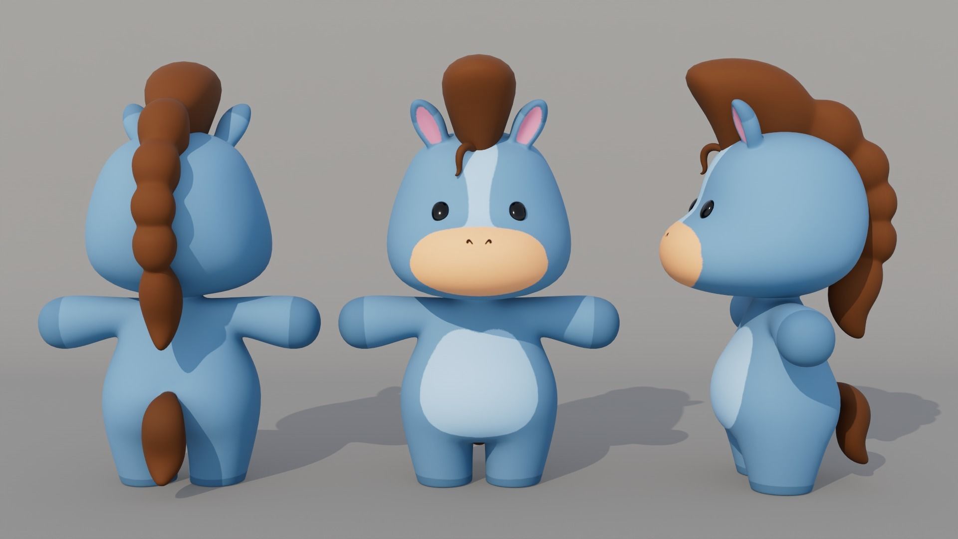 Rigged Cartoon Horse Low-poly 3D model_2