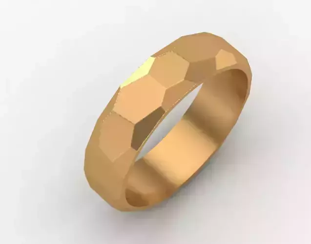 Hammered Faceted wedding ring