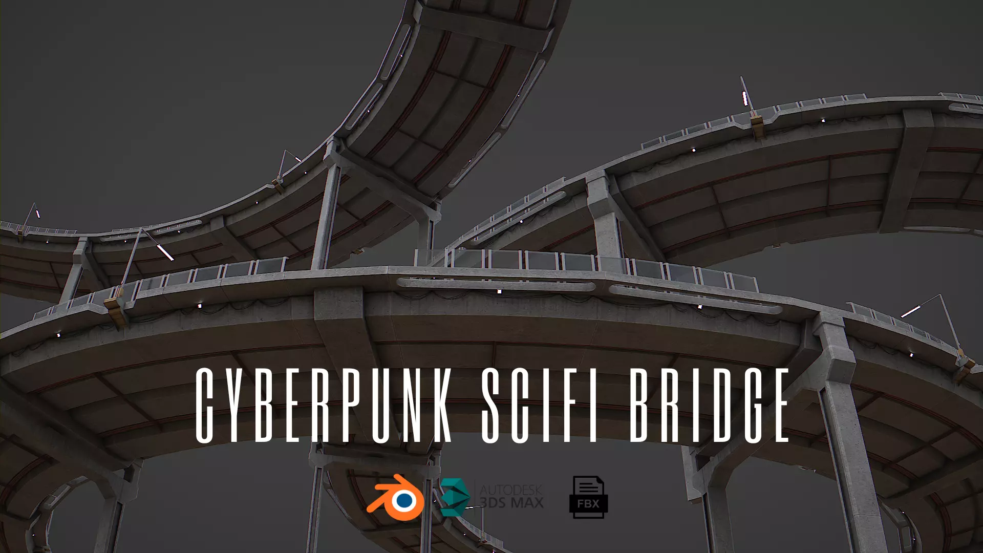 Cyberpunk Scifi Bridge Low-poly 3D model_0