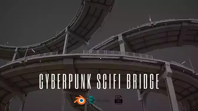 Cyberpunk Scifi Bridge Low-poly 3D model