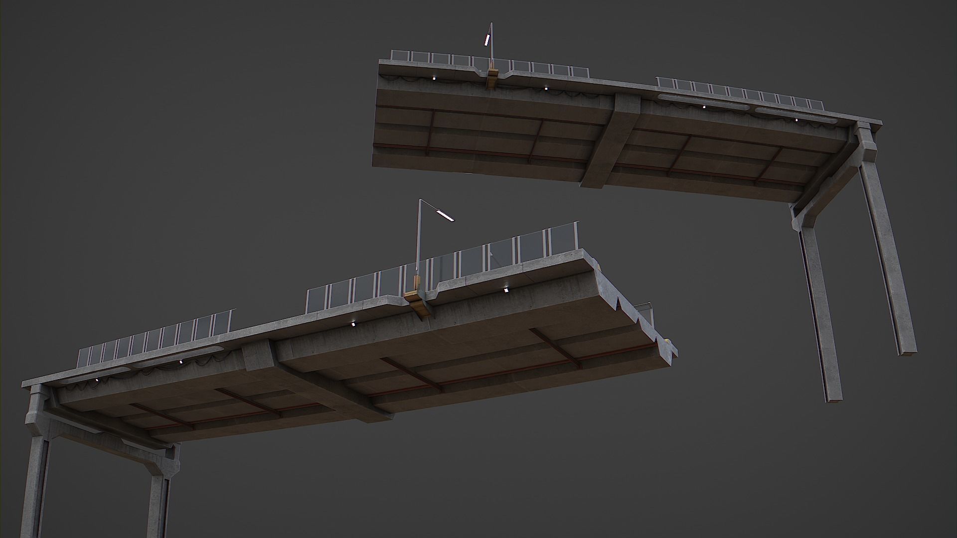 Cyberpunk Scifi Bridge Low-poly 3D model_2