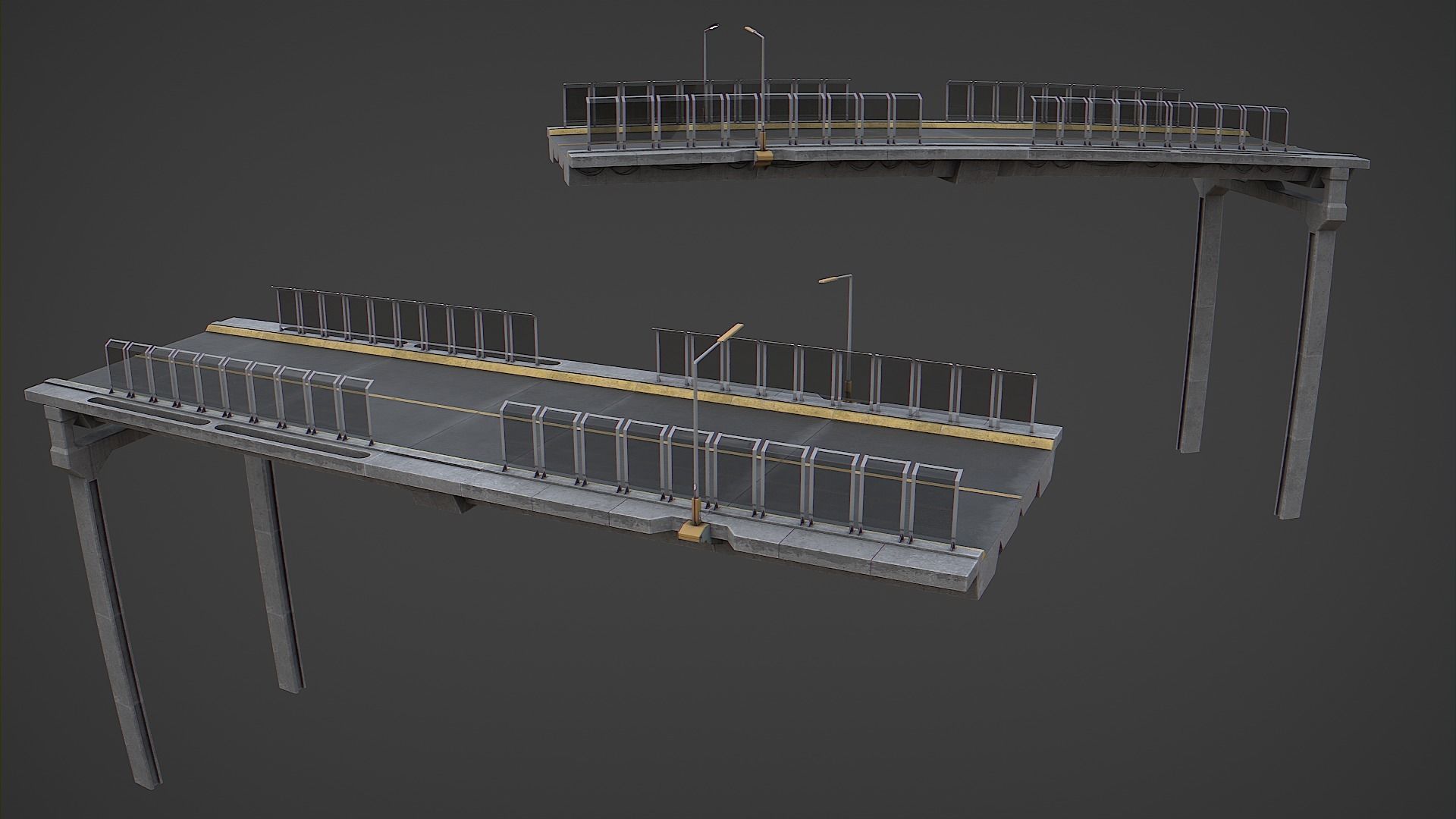 Cyberpunk Scifi Bridge Low-poly 3D model_1