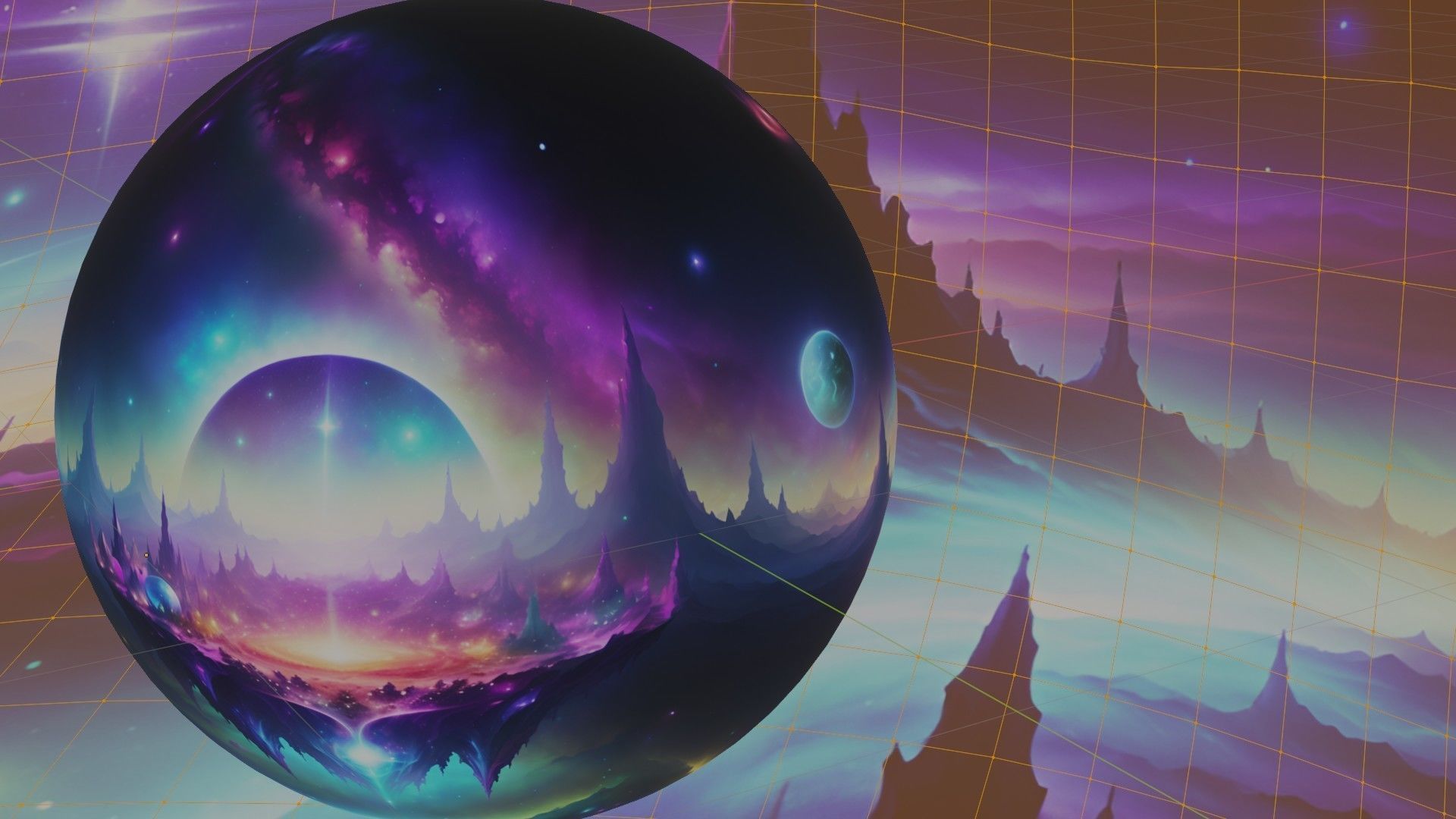 Panoramic Sky SET - Celestial Odyssey 04 - 3D mesh and Sphere Low-poly 3D model_10