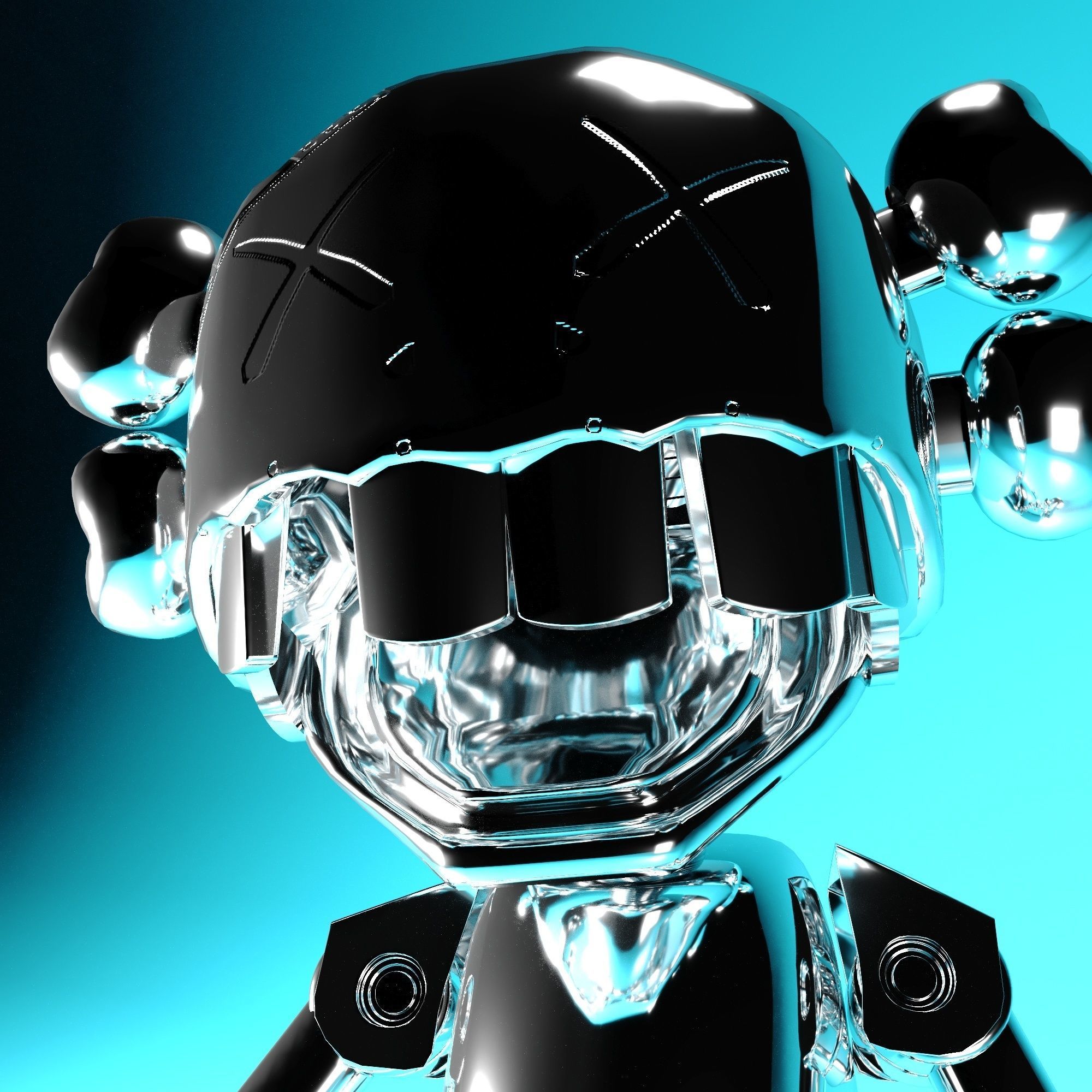 Kaws x Hajime Sorayama  No Future Companion Black Chrome 3D model_2