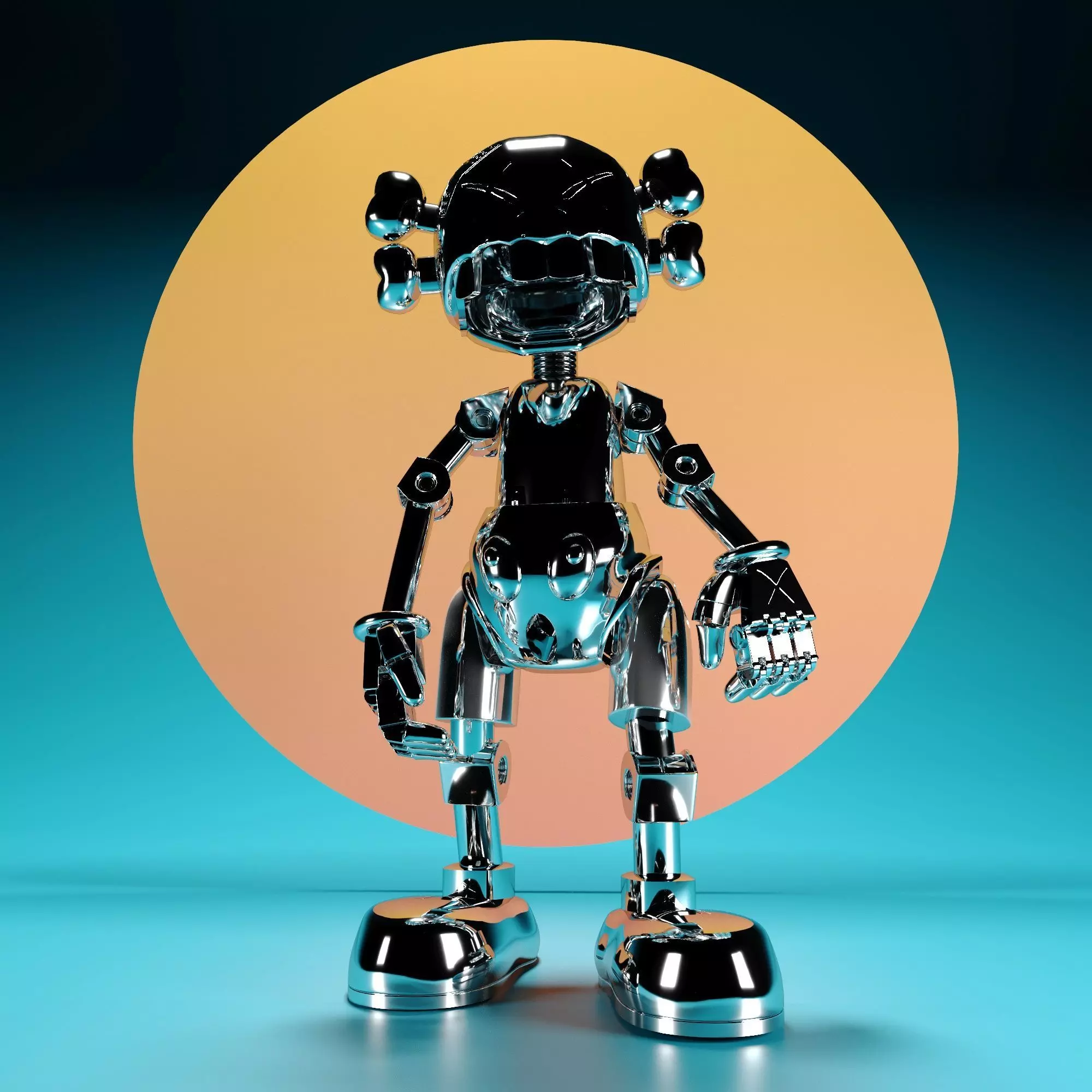 Kaws x Hajime Sorayama  No Future Companion Black Chrome 3D model_0
