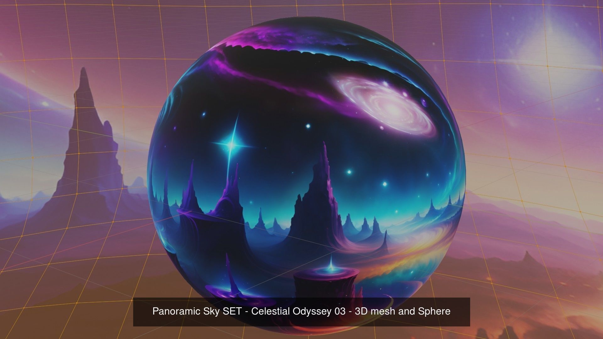 Panoramic Sky BUNDLE - Celestial Odyssey - 3D mesh and Sphere 3D Model Collection_4