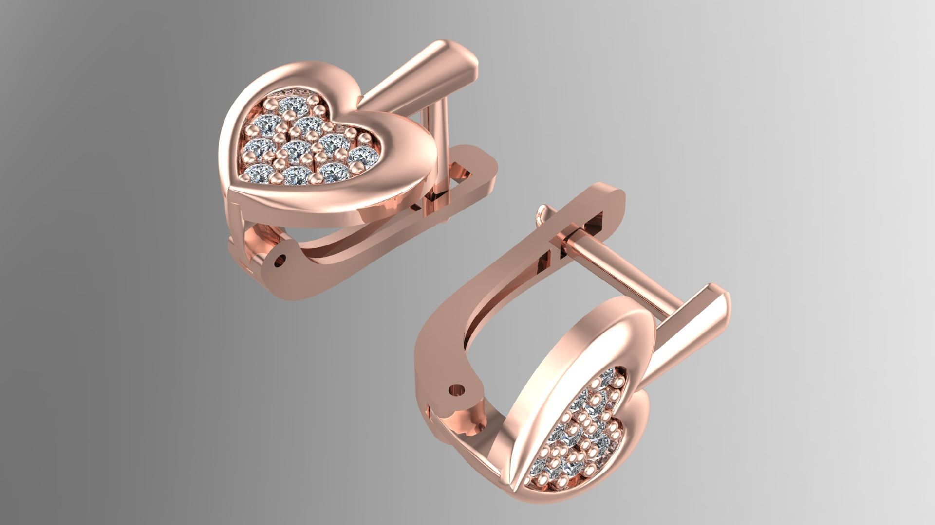 Heart Earrings 3D print model_3