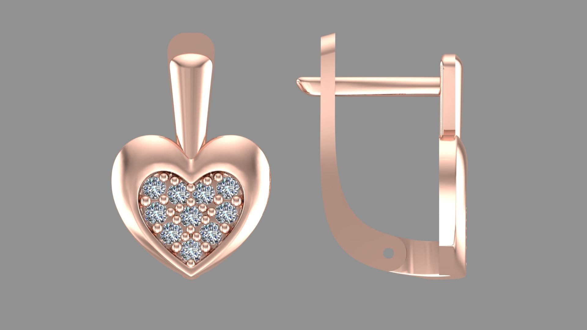 Heart Earrings 3D print model_2