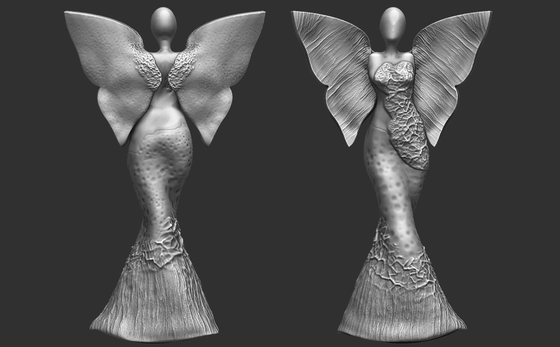 clay angel sculpture 3D print model_5