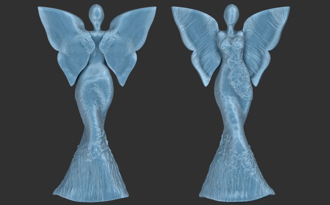 clay angel sculpture 3D print model_10