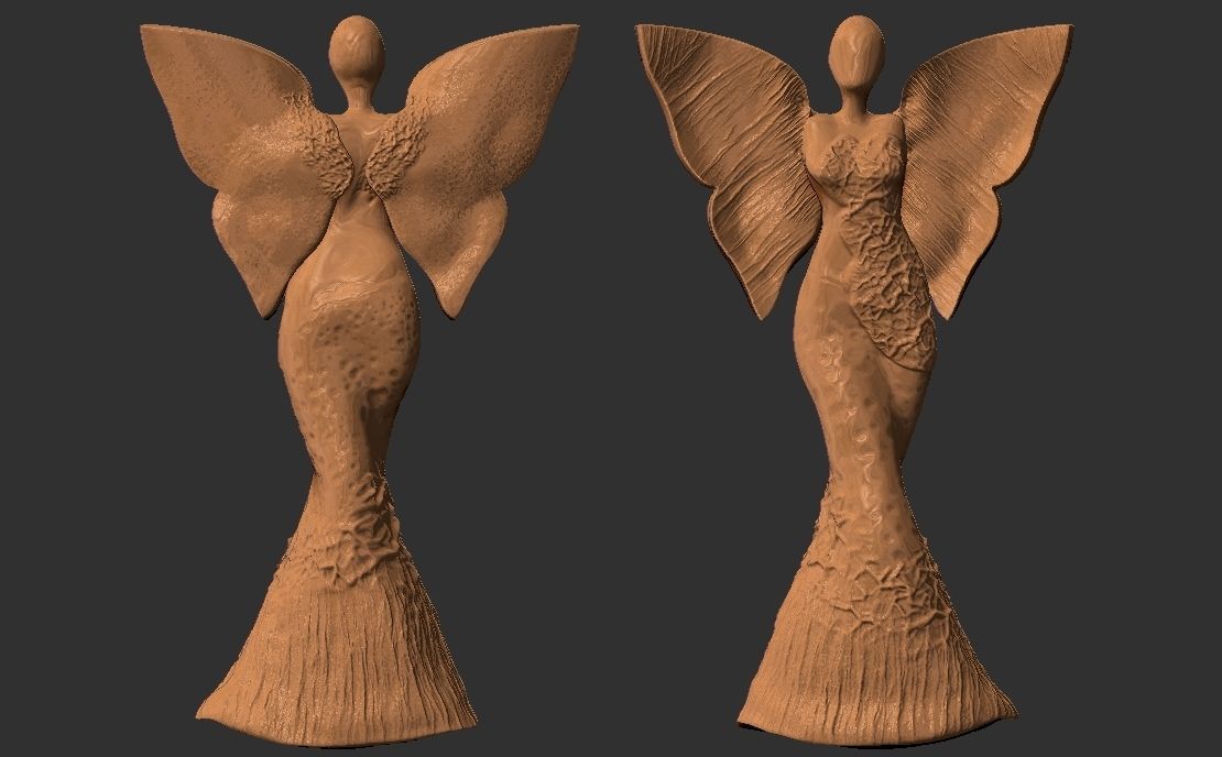 clay angel sculpture 3D print model_6