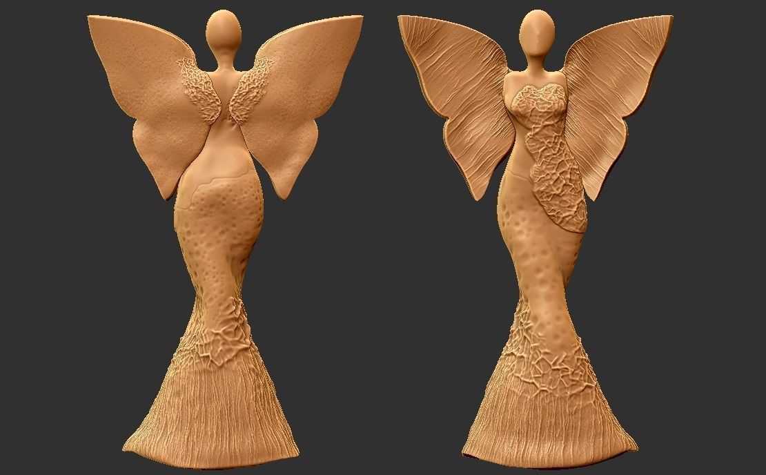 clay angel sculpture 3D print model_3
