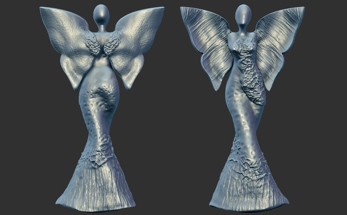 clay angel sculpture 3D print model_8