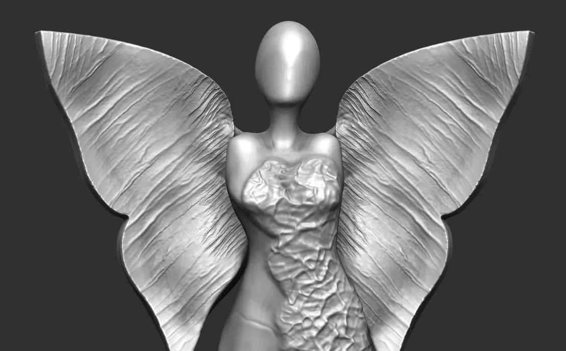 clay angel sculpture 3D print model_0