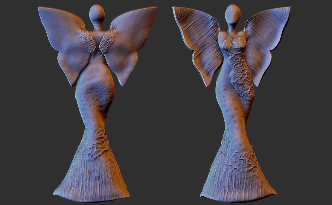 clay angel sculpture 3D print model_11