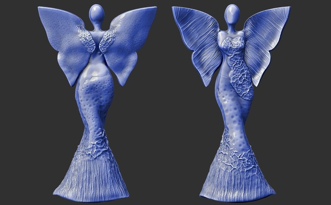 clay angel sculpture 3D print model_2