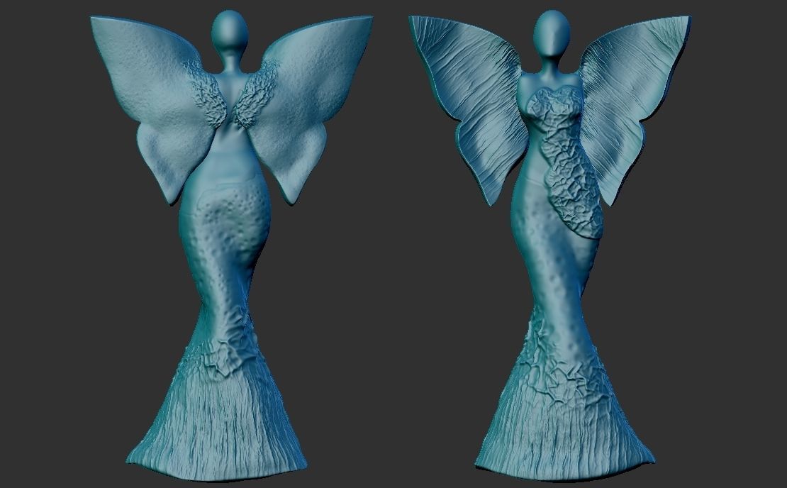 clay angel sculpture 3D print model_4