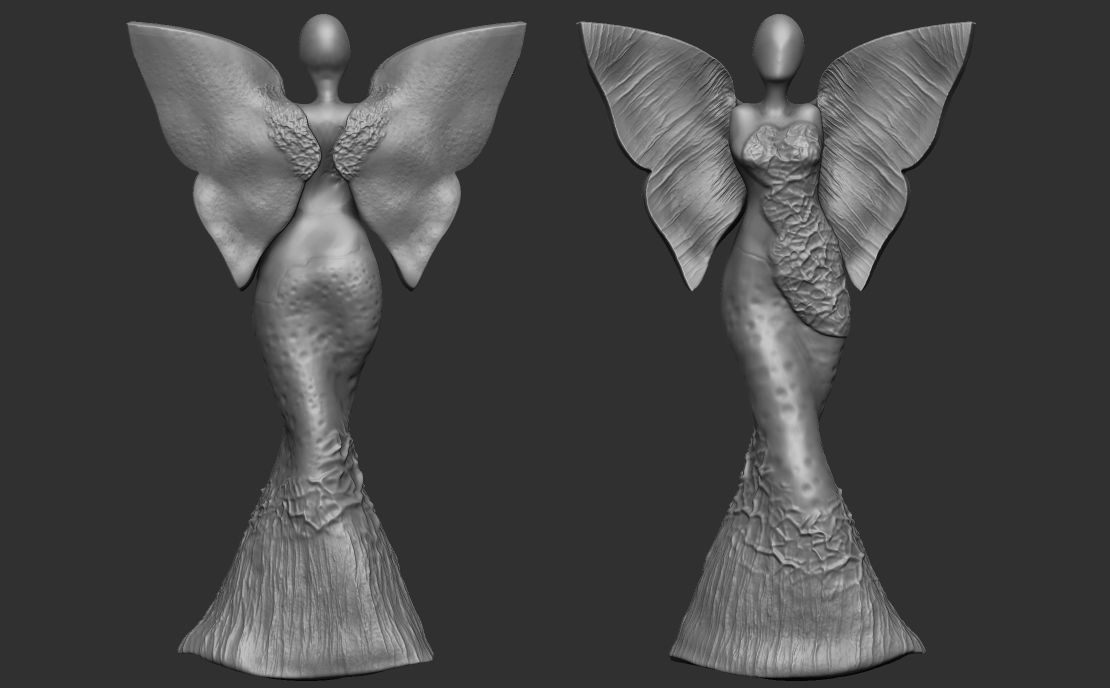 clay angel sculpture 3D print model_7