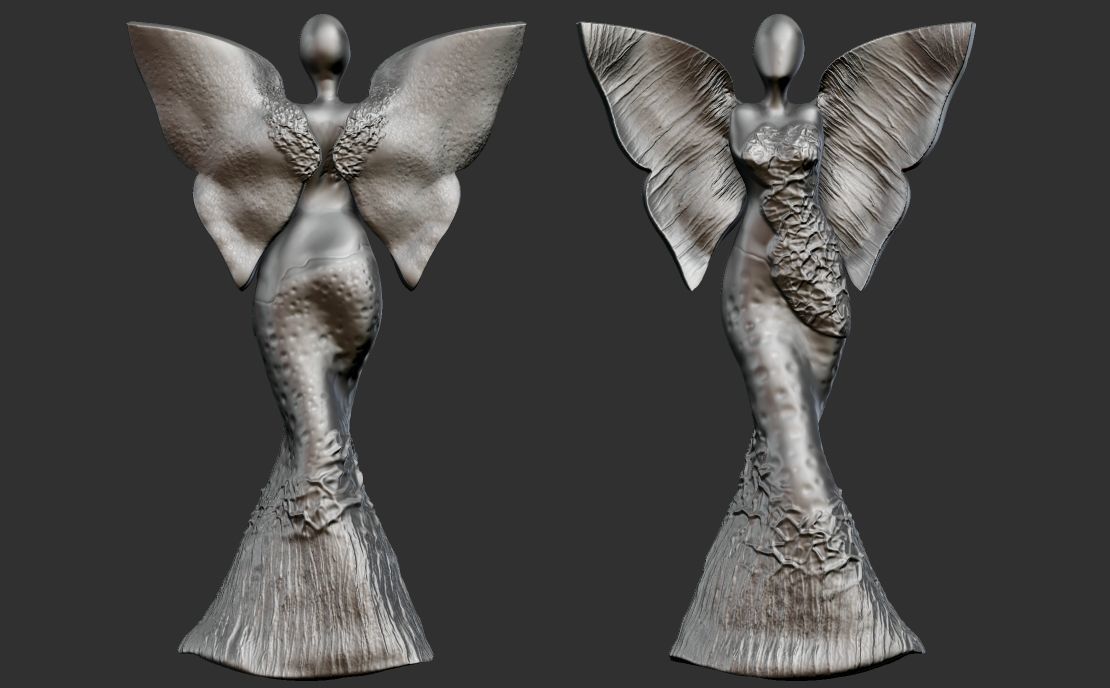 clay angel sculpture 3D print model_17