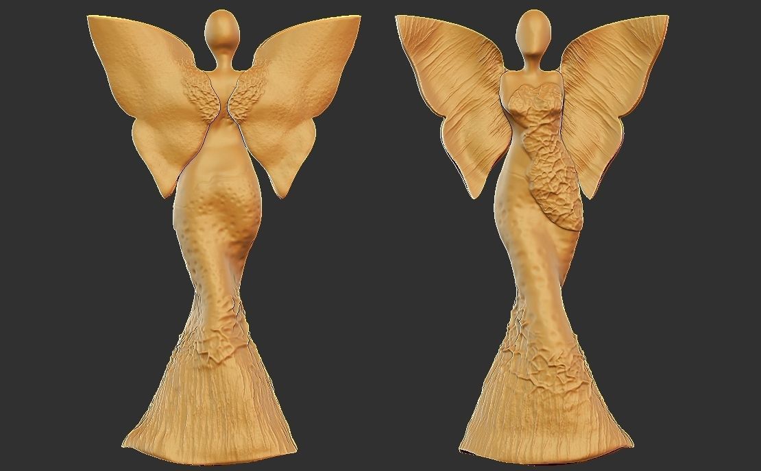 clay angel sculpture 3D print model_9
