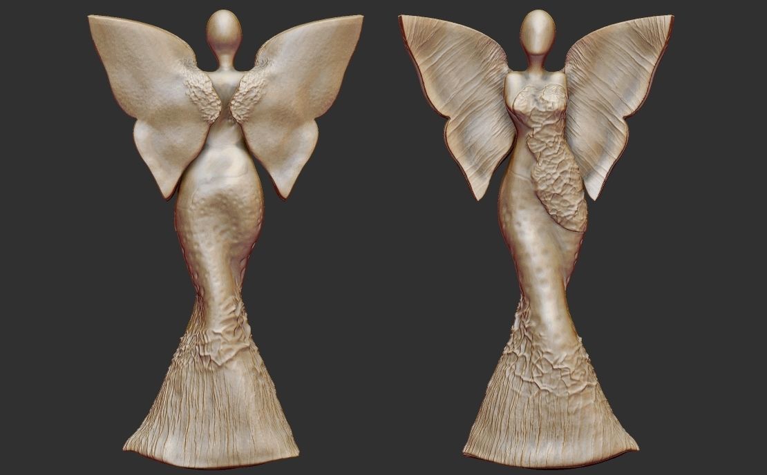 clay angel sculpture 3D print model_1