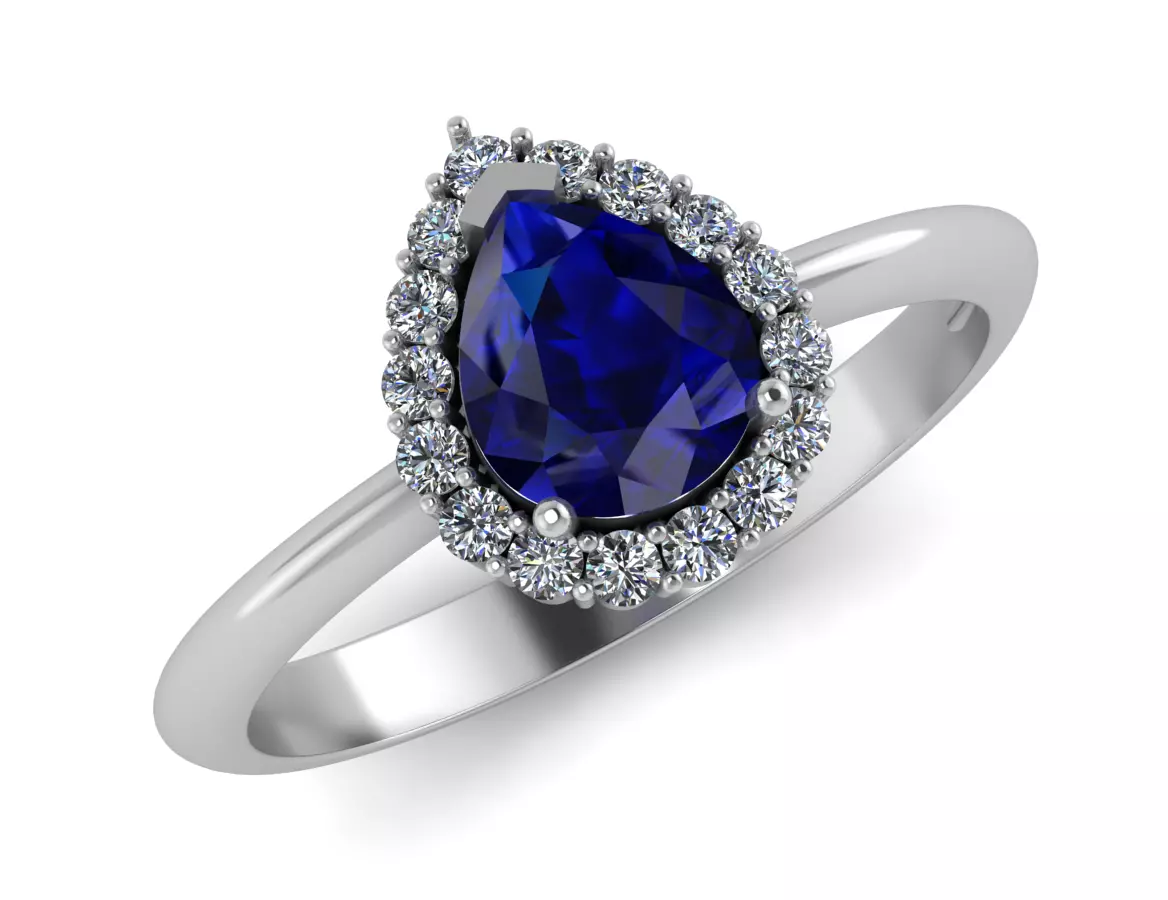 Pear engagement diamond ring 3D print model_0