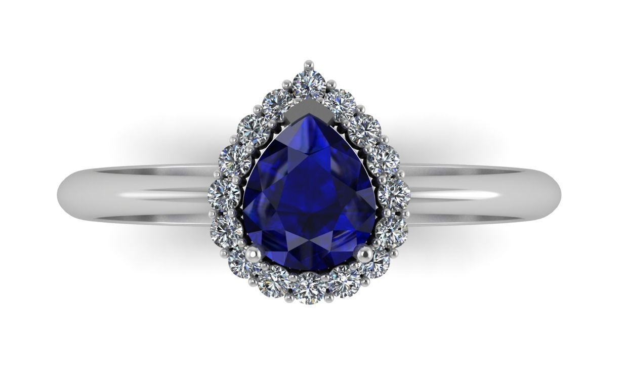 Pear engagement diamond ring 3D print model_2