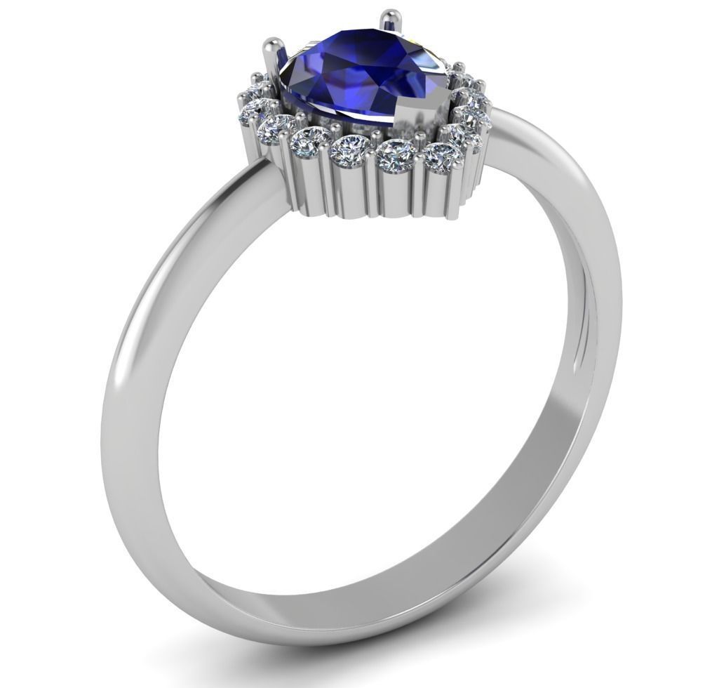 Pear engagement diamond ring 3D print model_1