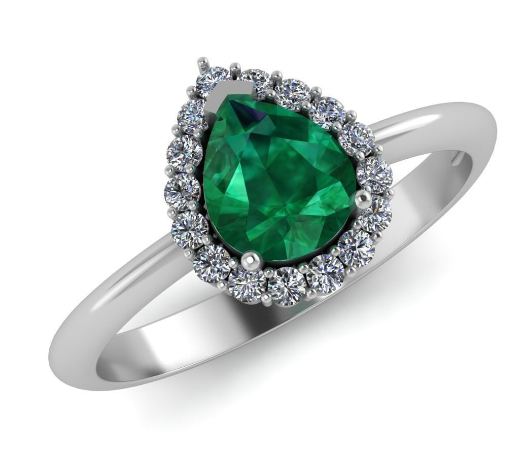 Pear engagement diamond ring 3D print model_3