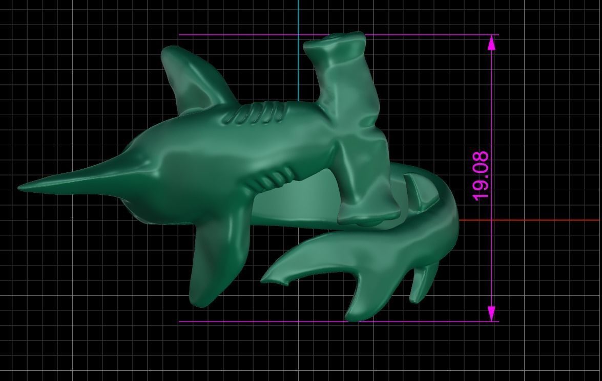 Hammerhead shark massive ring 3D print model_5