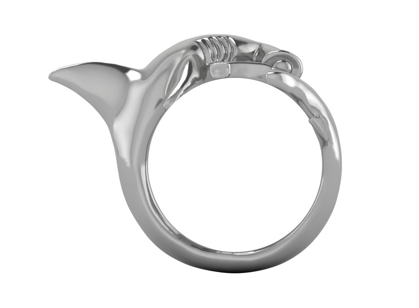 Hammerhead shark massive ring 3D print model_2