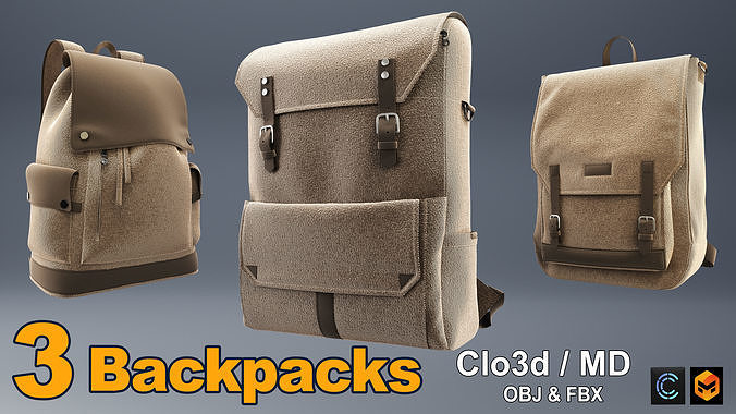Back packs 3D model