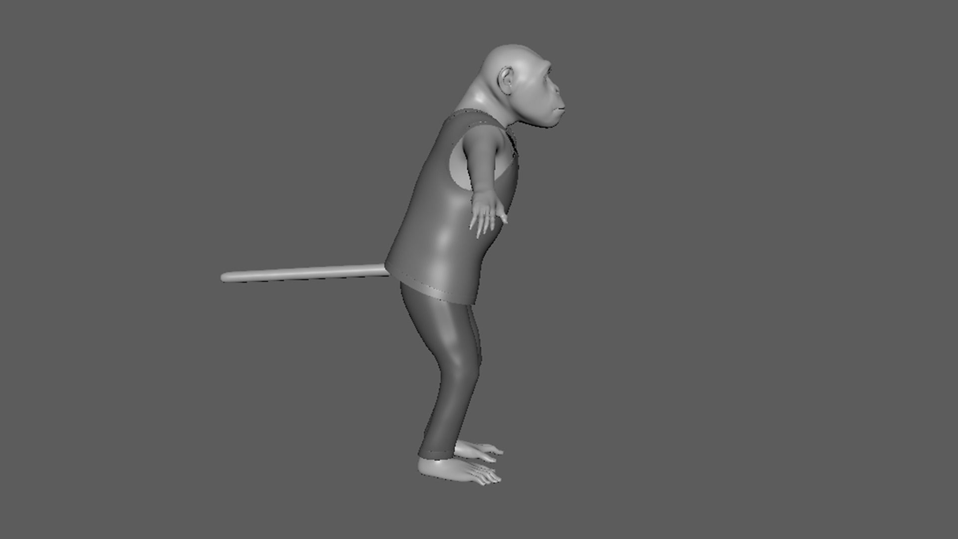Cartoon Monkey- base mesh Low-poly 3D model_4