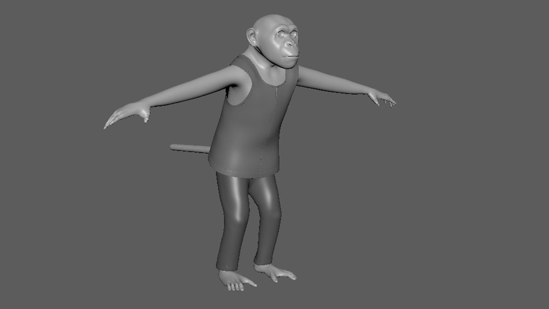 Cartoon Monkey- base mesh Low-poly 3D model_3